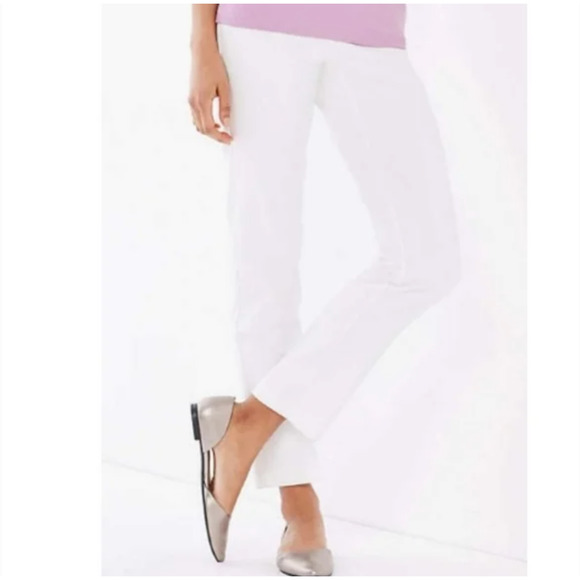 J. Jill Essential Stretch Cotton Pants 8 White Trousers Crop Ankle J.Jill - Picture 1 of 6